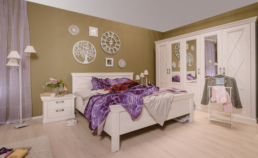 Dulap Cu 5 Usi Kashmir, Alb Antichizat, 268 Cm