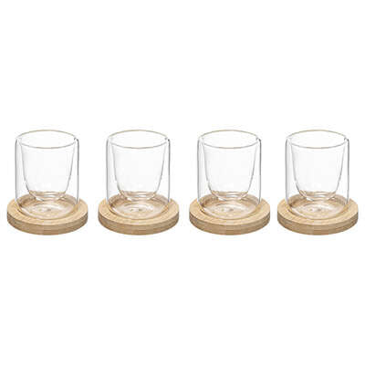 Set 4 Pahare Cu Suport Bamboo, 8 Cl