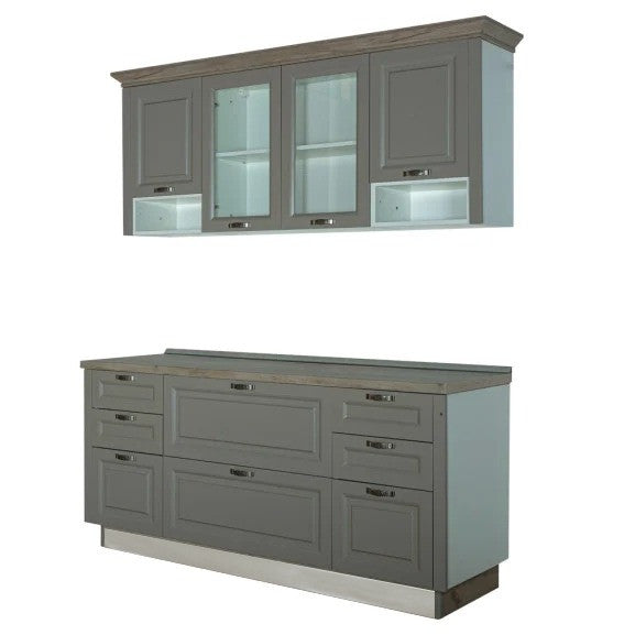 Bucatarie Capri Gri, Front Mdf Vopsit, 196.8 X 223 X 60 Cm
