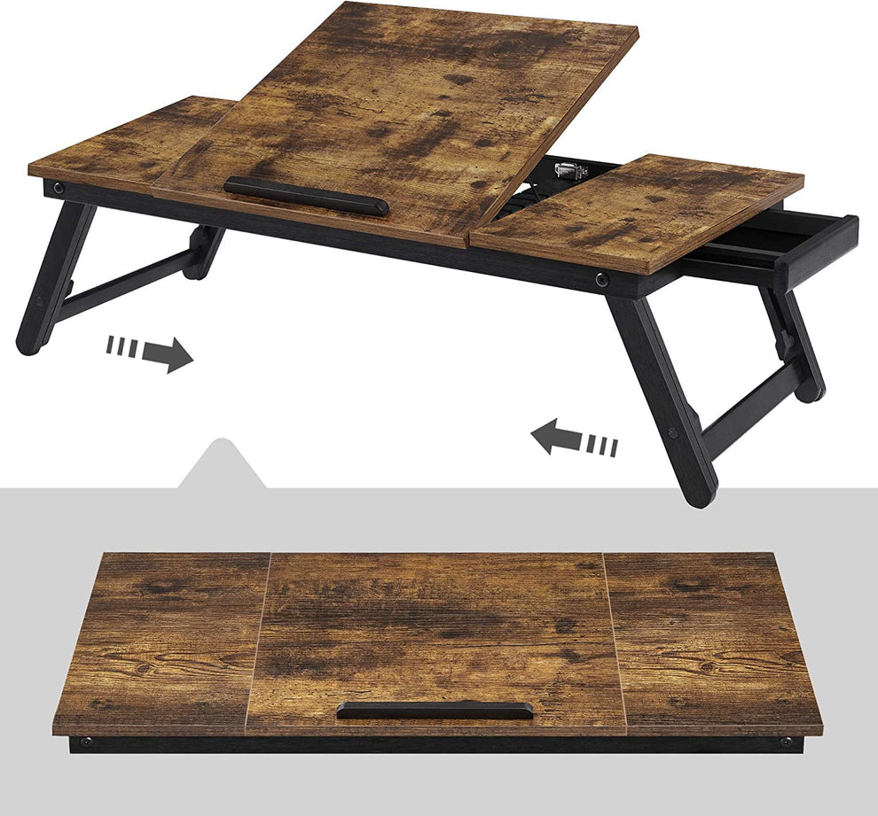 Suport Laptop Sau Tava De Servire, Cu Sertar, Maro Inchis Rustic