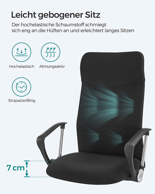 Scaun De Birou Pivotant Ergonomic, Reglabil Si Inclinat, Negru