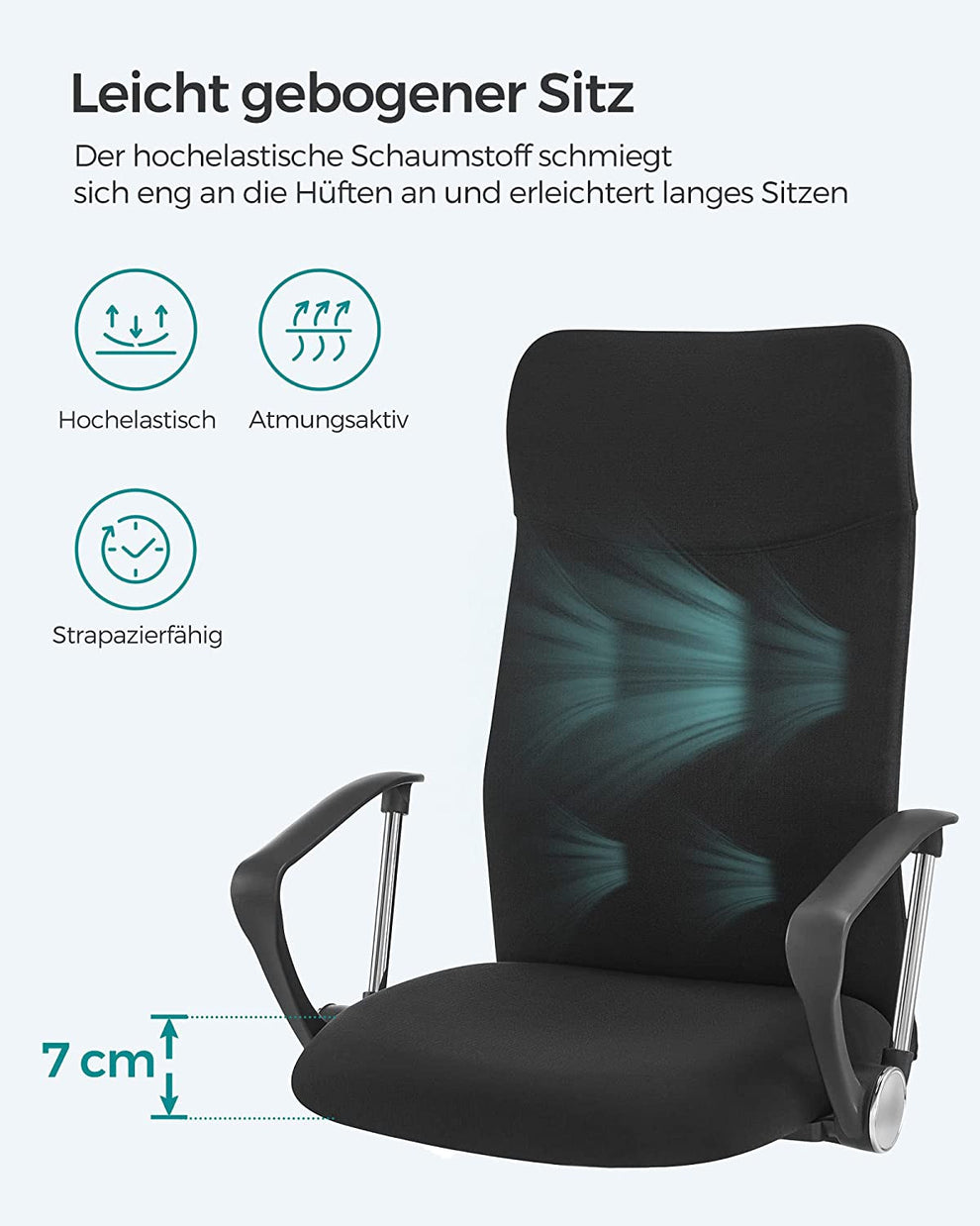 Scaun De Birou Pivotant Ergonomic, Reglabil Si Inclinat, Negru