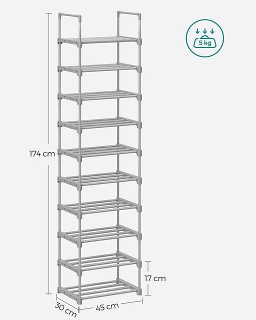 Organizator Metalic Pentru Depozitare Pantofi, Gri, 45 Cm