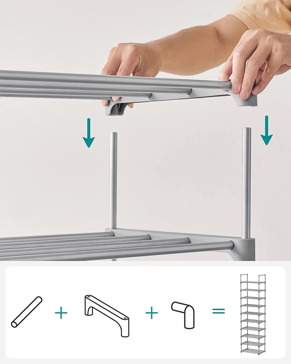 Organizator Metalic Pentru Depozitare Pantofi, Gri, 45 Cm