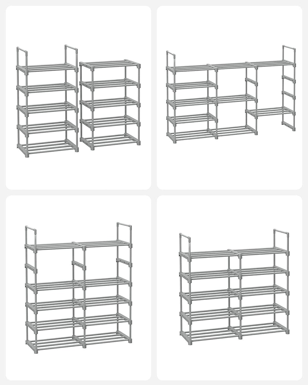 Organizator Metalic Pentru Depozitare Pantofi, Gri, 45 Cm