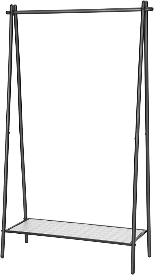 Suport Din Metal Cu Sina Pentru Haine, Negru Mat, 92.5 Cm