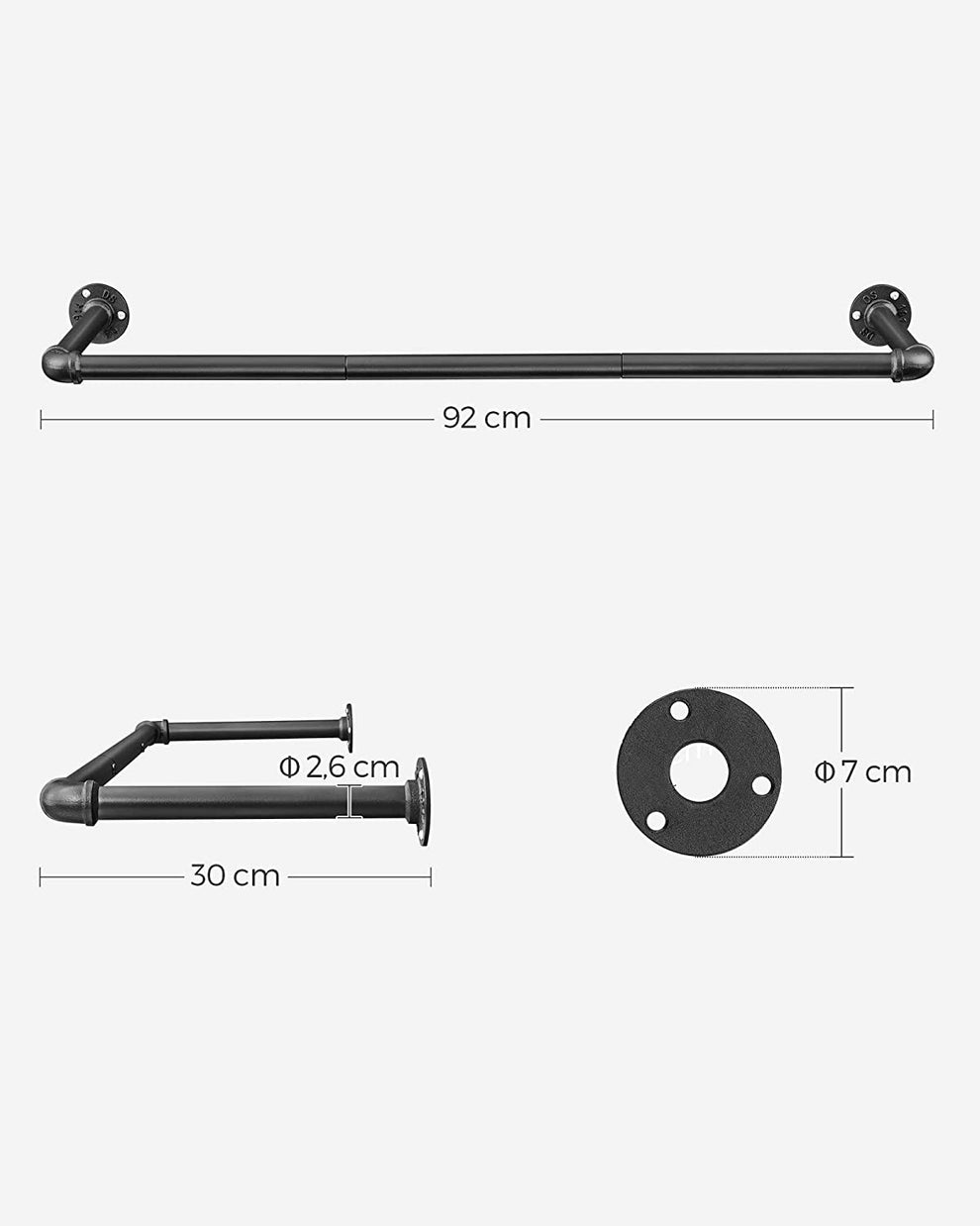 Sina Pentru Haine, Negru, 92 Cm