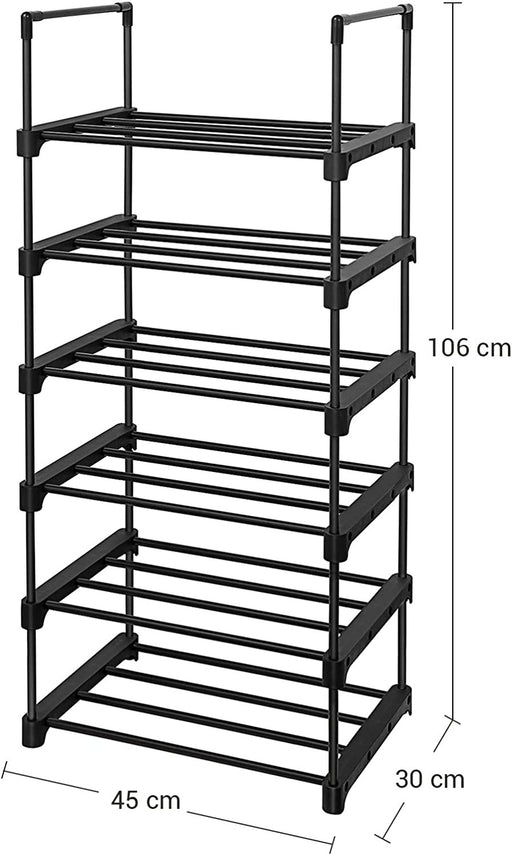 Suport Pentru Incaltaminte Cu 6 Niveluri, Negru, 45 Cm