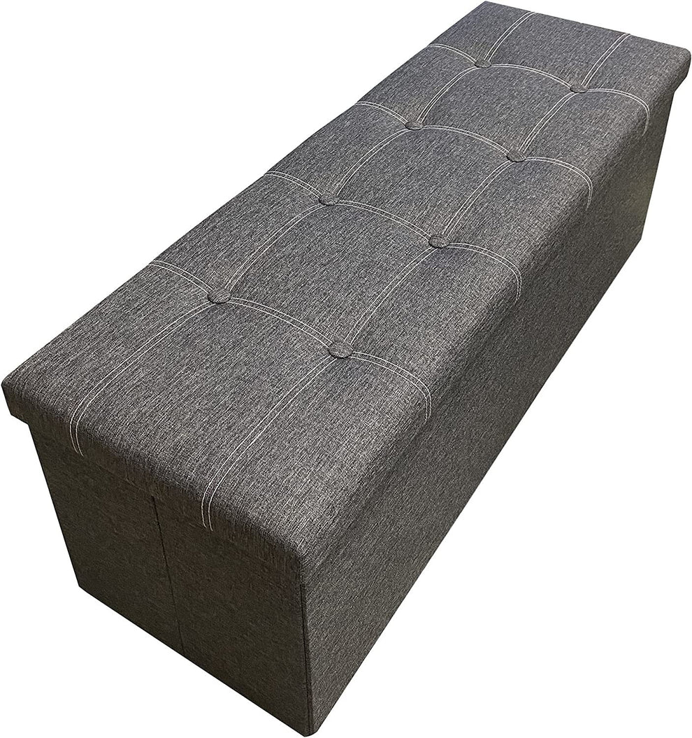 Taburet De Depozitare Pliabil, Gri Inchis, 110 Cm