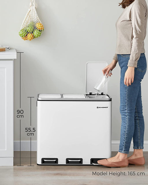 Sistem De Separare A Deseurilor, Inchidere Soft, Cu Pedale, Alb, 61 Cm
