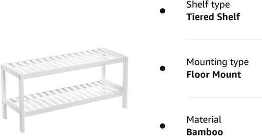 Raft Din Bambus Pentru Pantofi, Cu 2 Niveluri, Alb, 70 Cm
