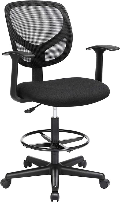 Scaun De Birou Ergonomic Cu Cotiere, Pivotant, Reglabil Pentru Picioare, Negru