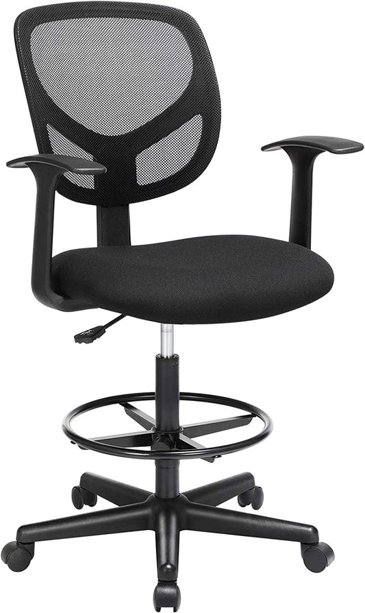 Scaun De Birou Ergonomic Cu Cotiere, Pivotant, Reglabil Pentru Picioare, Negru