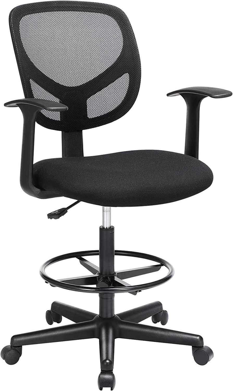 Scaun De Birou Ergonomic Cu Cotiere, Pivotant, Reglabil Pentru Picioare, Negru