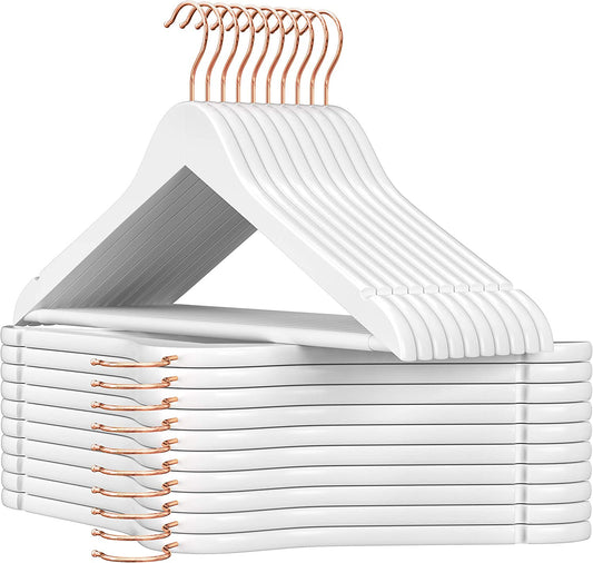 Set De 20 De Umerase Din Lemn Masiv, Alb Si Auriu Roz, 44.5 Cm