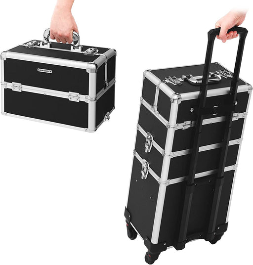 Carucior Mare Pentru Cosmetice 3 In 1 Cu Roti, Negru