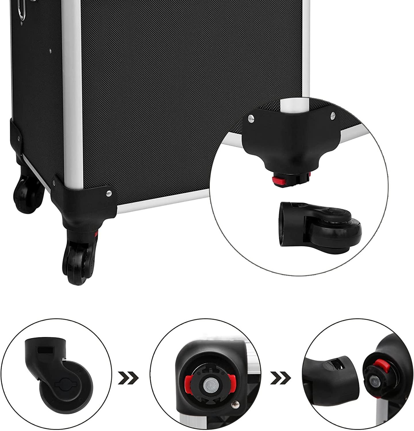 Carucior Mare Pentru Cosmetice 3 In 1 Cu Roti, Negru