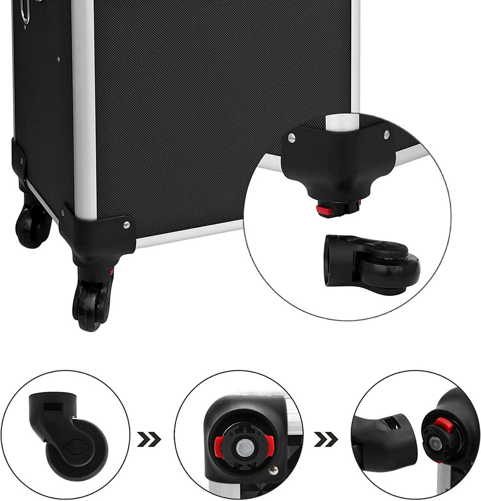 Carucior Mare Pentru Cosmetice 3 In 1 Cu Roti, Negru