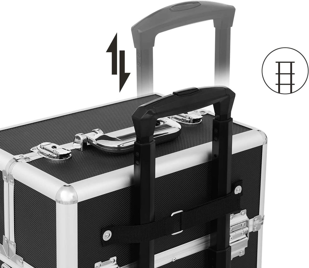 Carucior Mare Pentru Cosmetice 3 In 1 Cu Roti, Negru