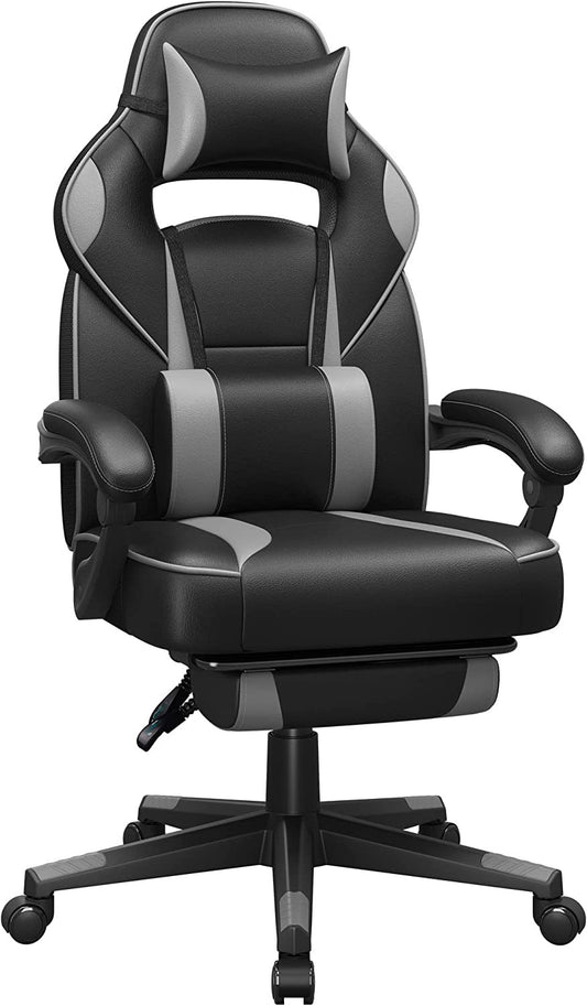 Scaun De Birou Ergonomic Reglabil, Cu Suport Telescopic, Tetiera, Suport Lombar, Negru Si Gri