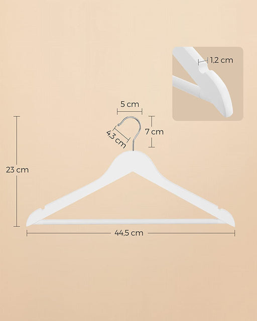 Pachet De 30 De Umerase Din Lemn, Alb, 44.5 Cm