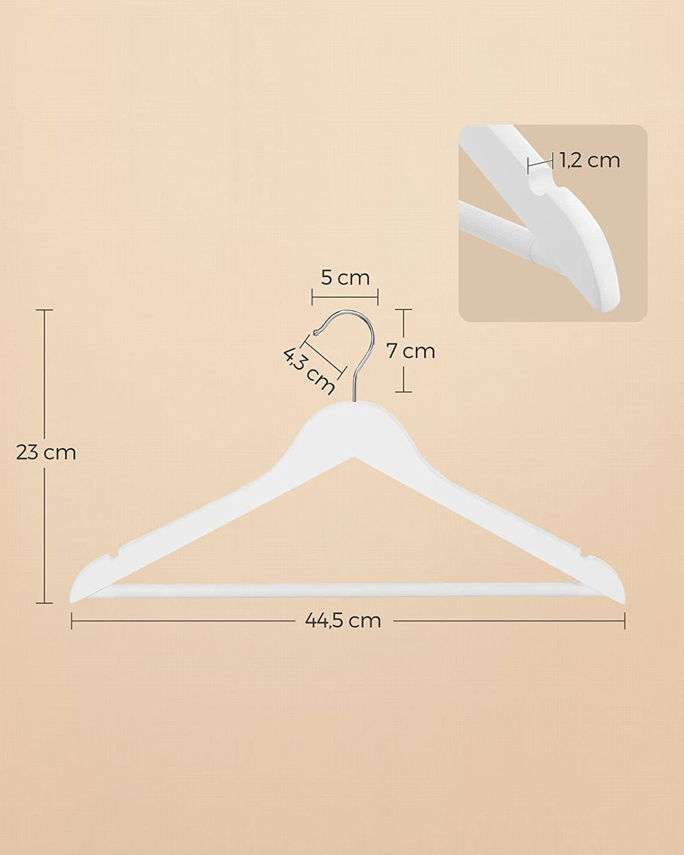 Pachet De 30 De Umerase Din Lemn, Alb, 44.5 Cm