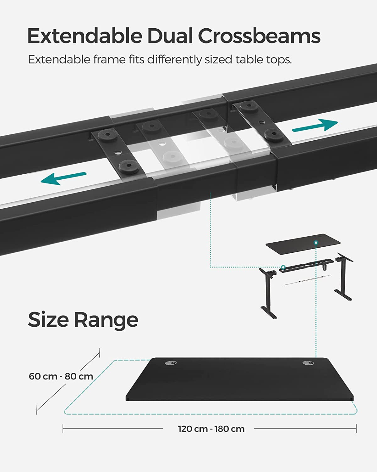Birou Electric, Reglabil Pe Inaltime, Negru, 60 X 120 Cm