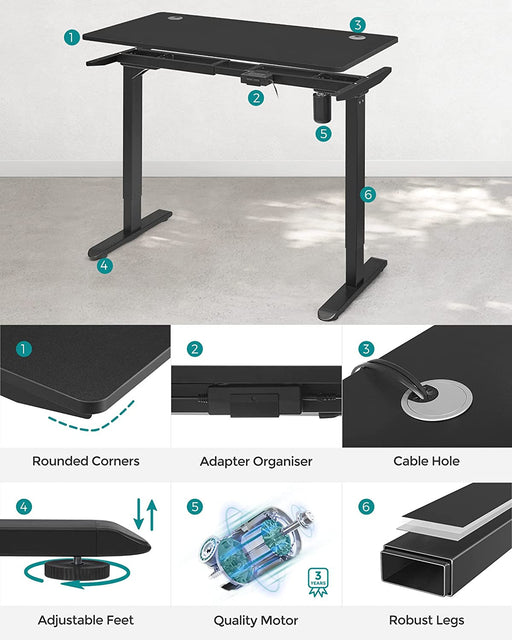 Birou Electric, Reglabil Pe Inaltime, Negru, 60 X 120 Cm