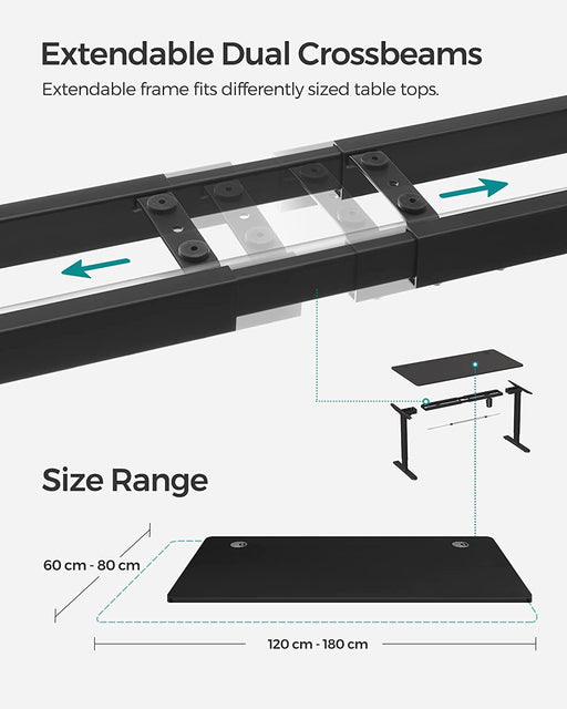 Birou Electric, Reglabil Pe Inaltime, Negru, 70 X 140 Cm