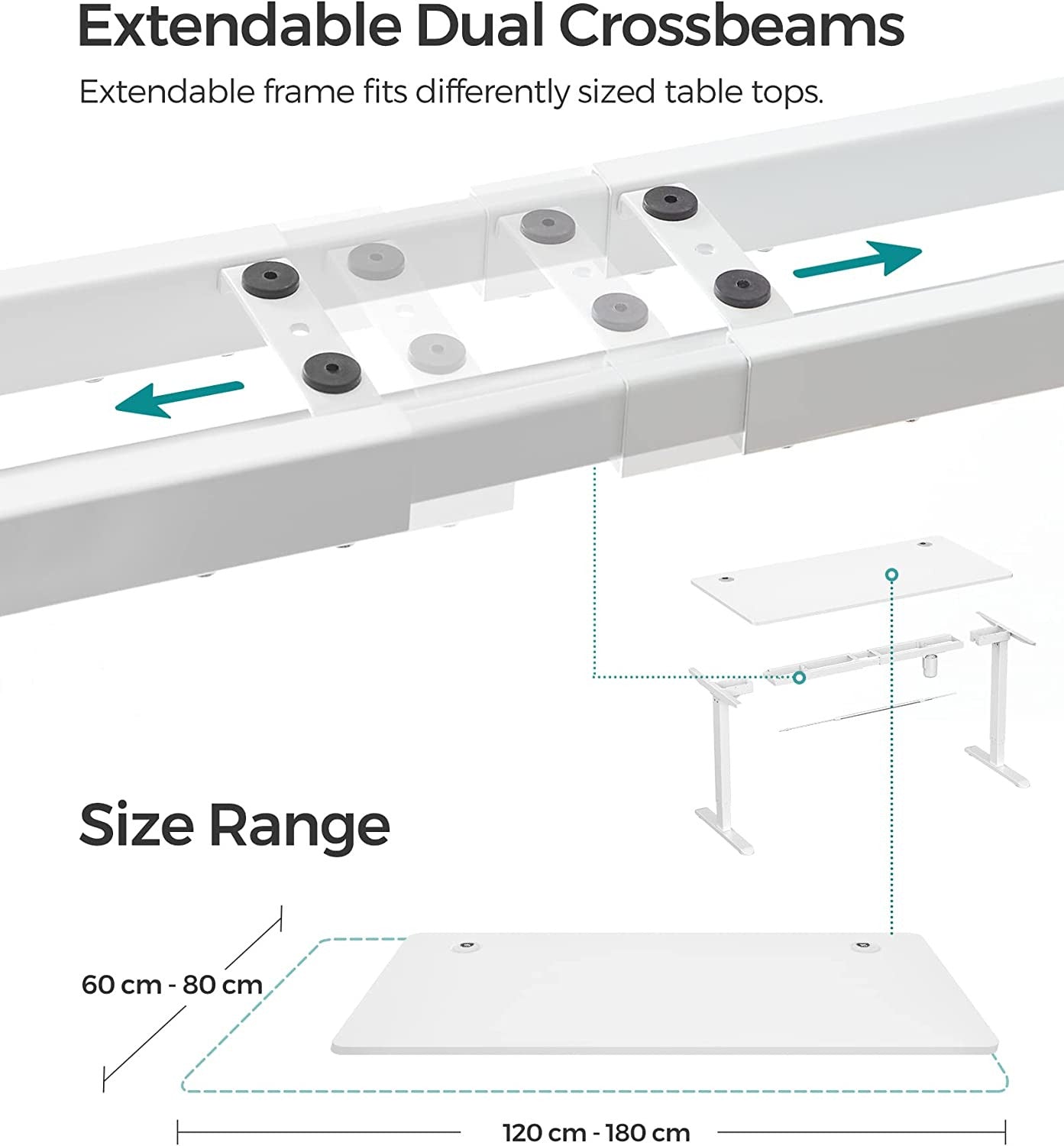 Birou Electric, Reglabil Pe Inaltime, Alb, 140 X 70 Cm