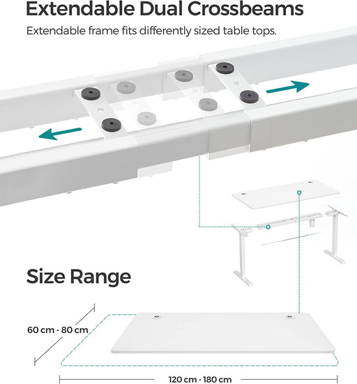 Birou Electric, Reglabil Pe Inaltime, Alb, 140 X 70 Cm