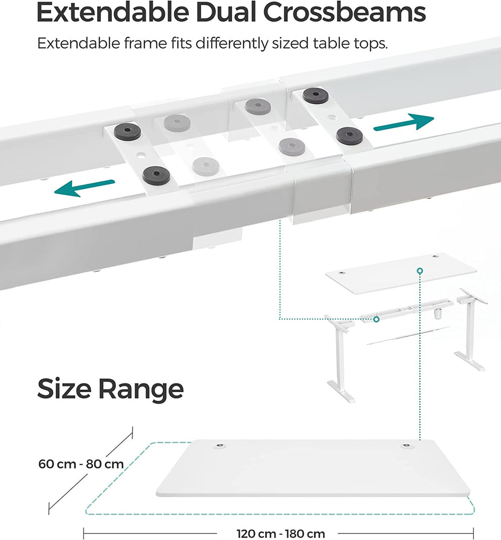 Birou Electric, Reglabil Pe Inaltime, Alb, 140 X 70 Cm