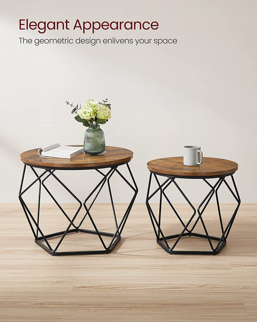 Set De 2 Masute De Cafea, Maro Rustic Si Negru