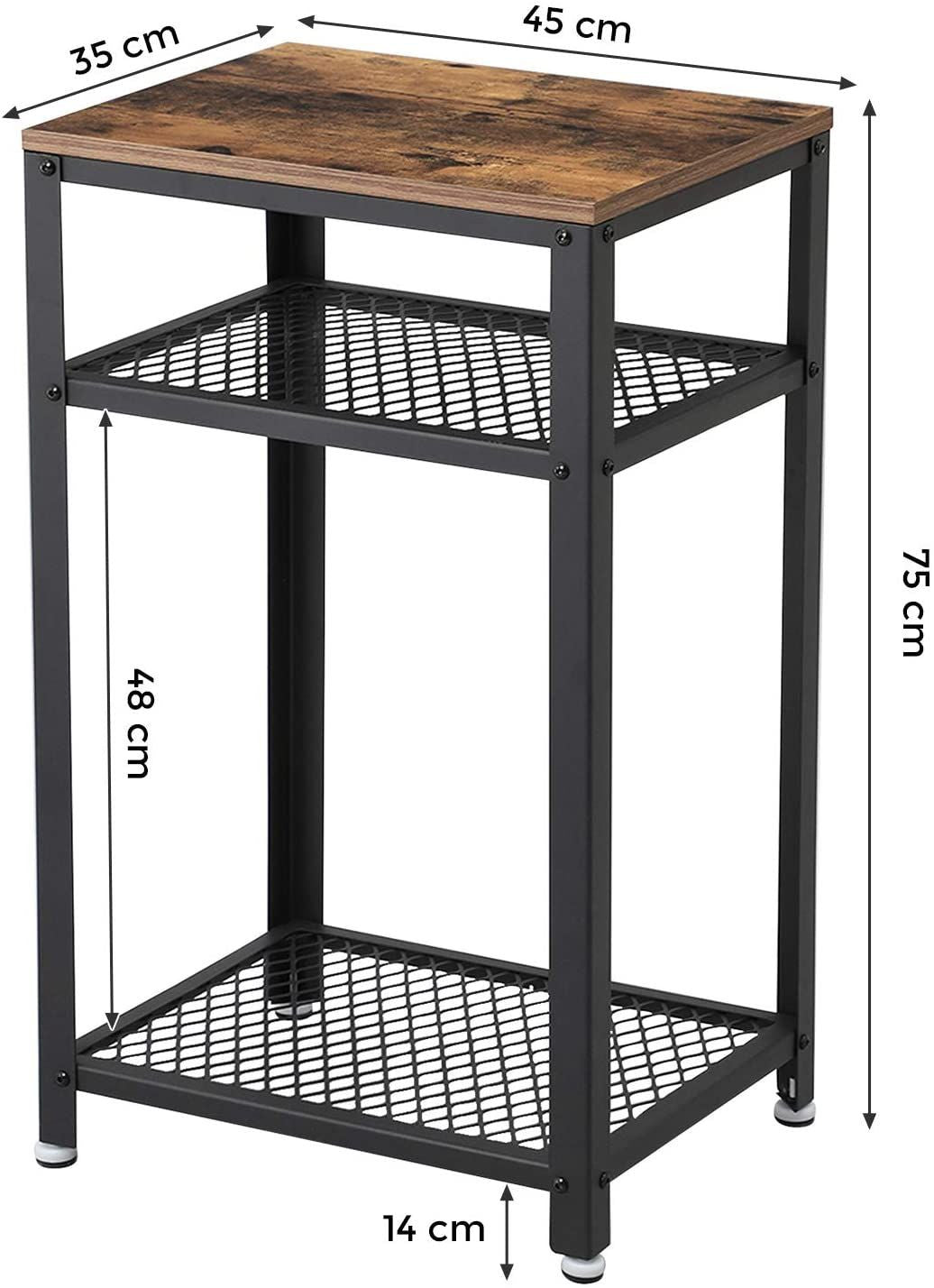 Masuta Cu 2 Rafturi, Maro Rustic Si Negru, 45 Cm
