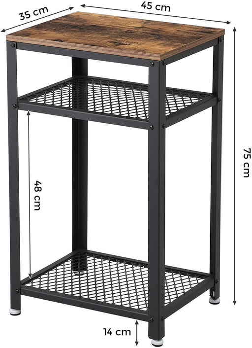Masuta Cu 2 Rafturi, Maro Rustic Si Negru, 45 Cm