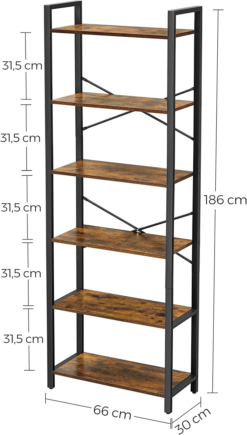 Raft De Depozitare Cu 6 Niveluril, Vintage Maro Si Negru, 66 Cm