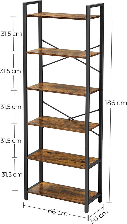 Raft De Depozitare Cu 6 Niveluril, Vintage Maro Si Negru, 66 Cm