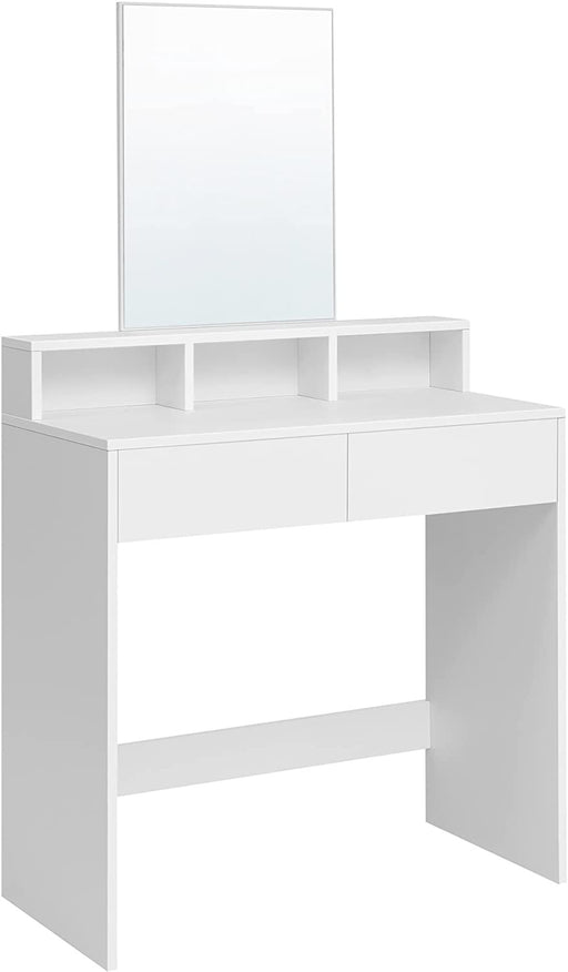 Masa De Toaleta Cu Oglinda, 2 Sertare Si 3 Compartimente, Alb, 80 Cm