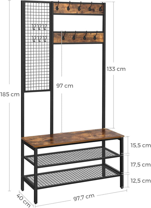 Suport De Haine Cu Banca, Maro Închis, 97.7 Cm