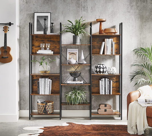 Biblioteca, Maro Rustic Si Negru, 158 Cm