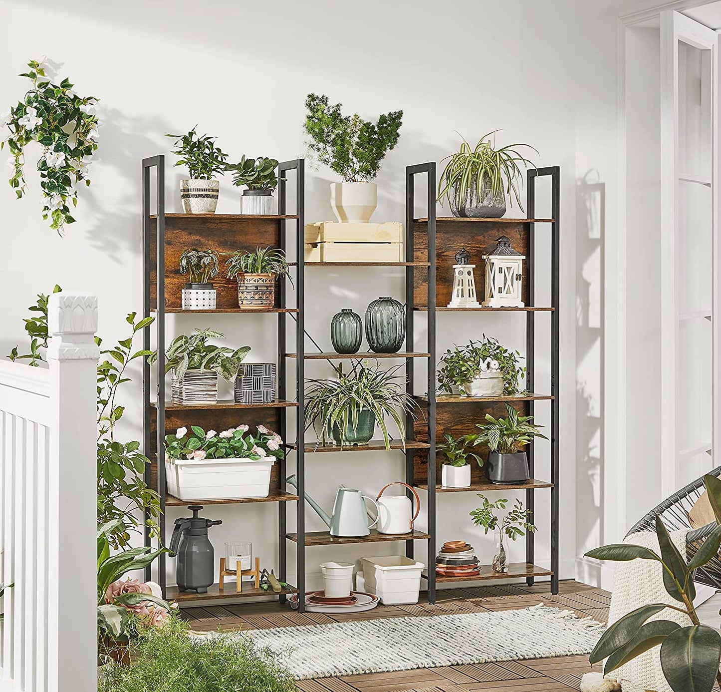 Biblioteca, Maro Rustic Si Negru, 158 Cm