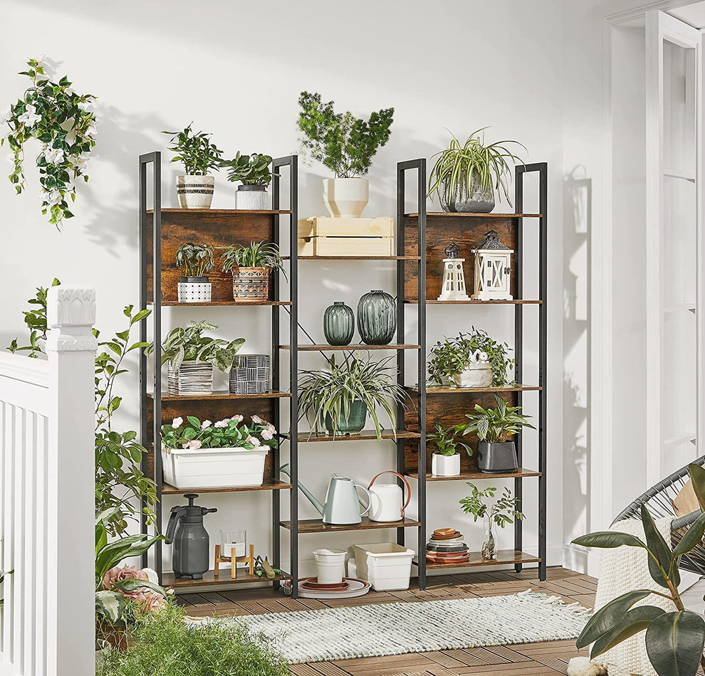 Biblioteca, Maro Rustic Si Negru, 158 Cm
