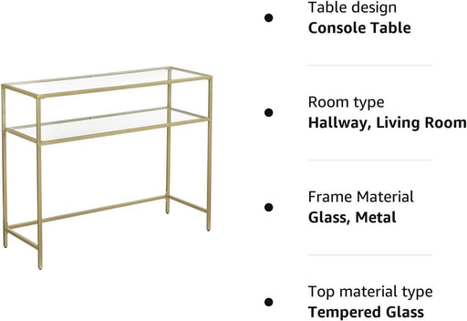 Consola Cu 2 Rafturi, Picioare Reglabile, Auriu, 100 Cm