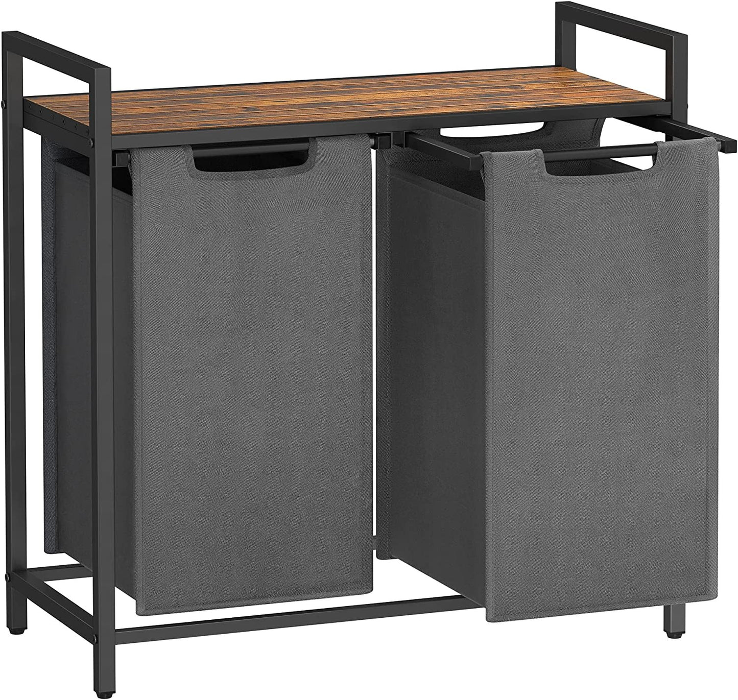 Cos De Rufe Cu 2 Compartimente, Maro Rustic Si Gri, 73 X 33 X 72 Cm