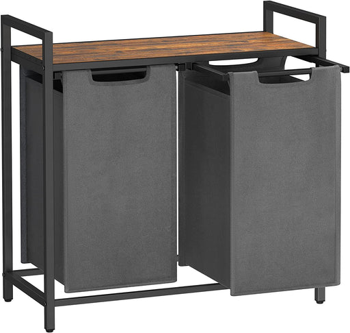 Cos De Rufe Cu 2 Compartimente, Maro Rustic Si Gri, 73 X 33 X 72 Cm