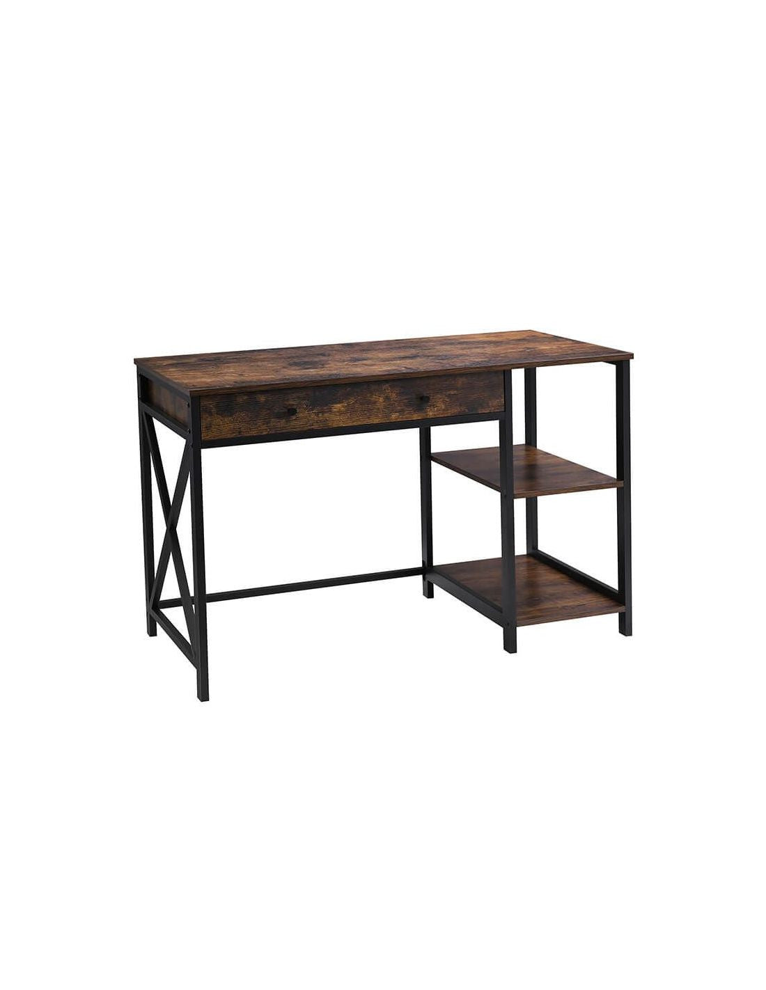 Birou Pentru Computer, Maro Rustic Si Negru, 120 X 60 Cm