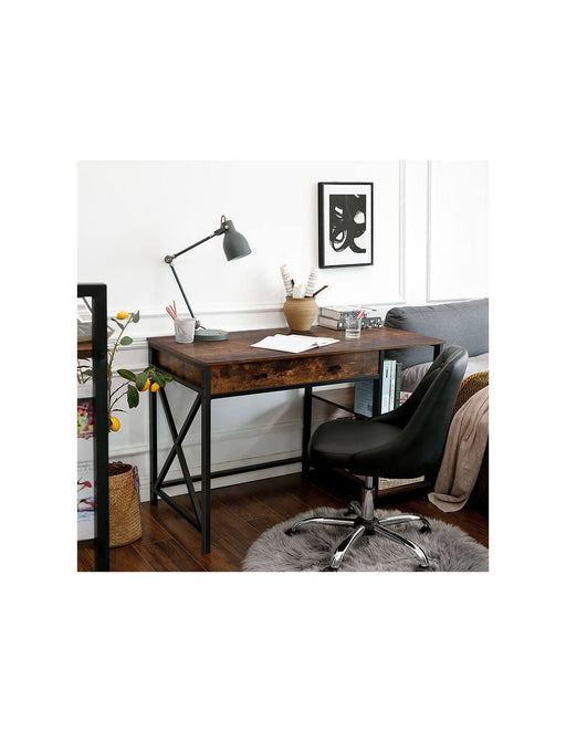 Birou Pentru Computer, Maro Rustic Si Negru, 120 X 60 Cm