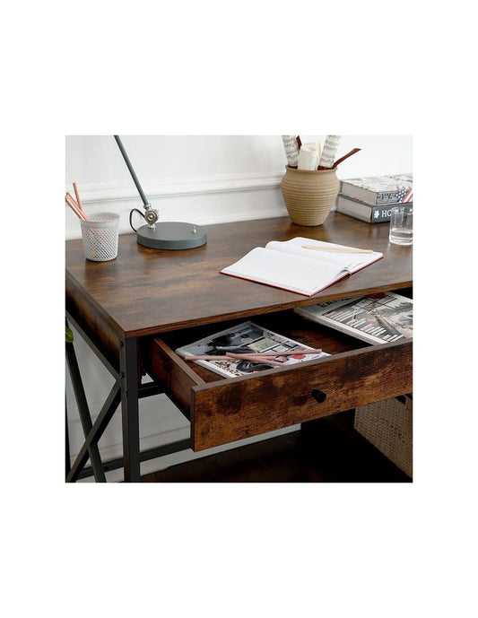 Birou Pentru Computer, Maro Rustic Si Negru, 120 X 60 Cm