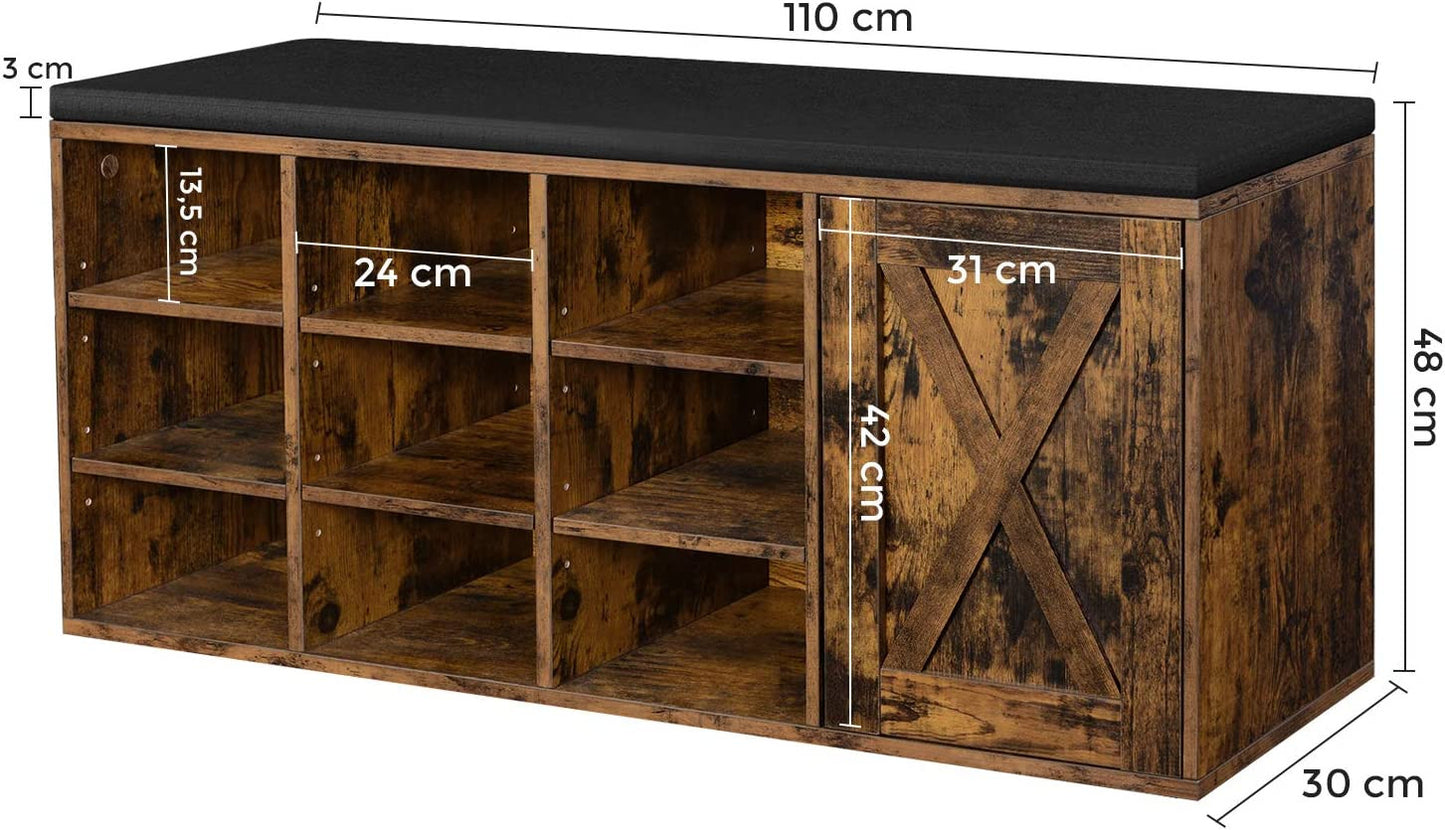 Dulap De Depozitare Pentru Pantofi, Maro Vintage, 110 Cm