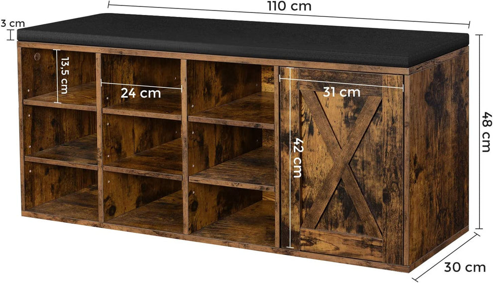 Dulap De Depozitare Pentru Pantofi, Maro Vintage, 110 Cm